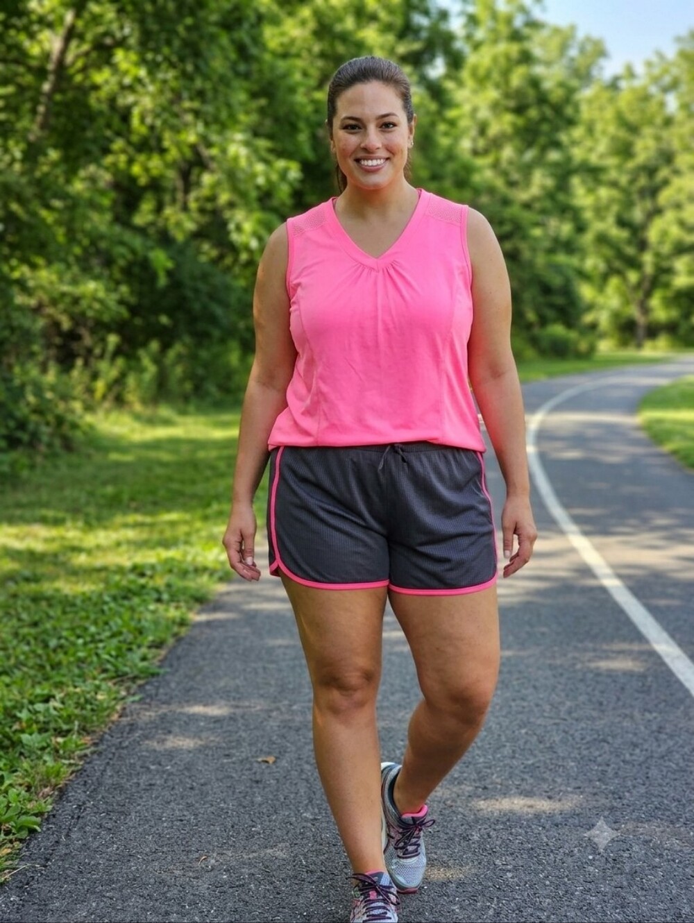 Danskin Neon Pink Sleeveless V-Neck Tank Top Plus Size 3X 22/24